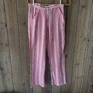 Pink-Cotton- Striped Beach Pants